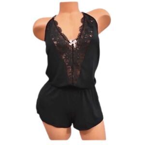 Victoria’s Secret Supersoft crochet lace romper Black Medium